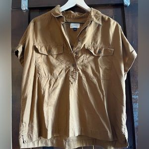 Women’s Sz. M Tan Boxy Camp Button Up Shirt